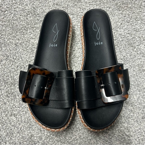 Joie Sandals women’s 8.5 black Lyla platform adjustable buckle genuine leather - Picture 1 of 9